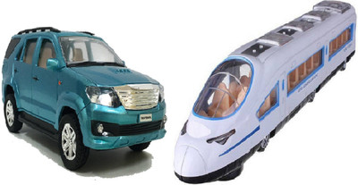 

MN OVERSEAS Fortuner Car with EMU Train for kids(Multicolor)