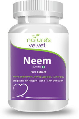 

Natures Velvet Lifecare NVL Neem Pure Extract 500 mg, 60 Veggie Capsules(60 No)