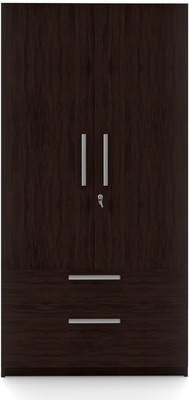 

Urban Ladder Domenico Wardrobe With drawer Engineered Wood 2 Door Wardrobe(Finish Color - Dark Oak)