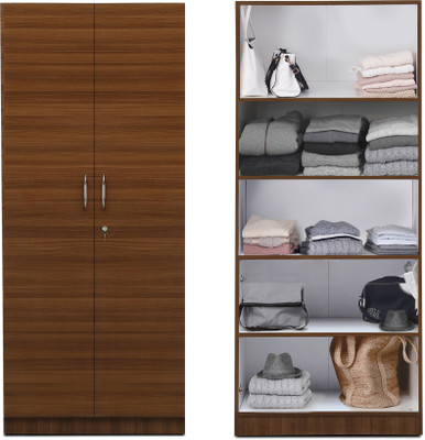 

Auspicious Home Havelock Engineered Wood 2 Door Wardrobe(Finish Color - Teak & White)