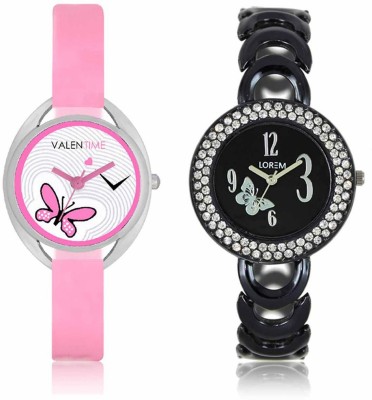 VALENTIME LR201VT3 New Fancy Diamond Studded Black Metal-Plastic Belt Exclusive Fashion Best Offer Branded Combo Beutiful Hand Watch  - For Girls   Watches  (Valentime)