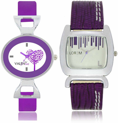 

VALENTIME LR207VT28 New Big Size Dial Purple Leather-Plastic Belt Exclusive Fashion Best Offer Branded Combo Beutiful Hand Watch - For Girls
