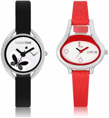 VALENTIME LR206VT1 New Ovel Stylish Red Leather-Plastic Belt Exclusive Fashion Best Offer Branded Combo Beutiful Hand Watch  - For Girls   Watches  (Valentime)
