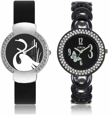 VALENTIME LR201VT21 New Fancy Diamond Studded Black Metal-Plastic Belt Exclusive Fashion Best Offer Branded Combo Beutiful Hand Watch  - For Girls   Watches  (Valentime)