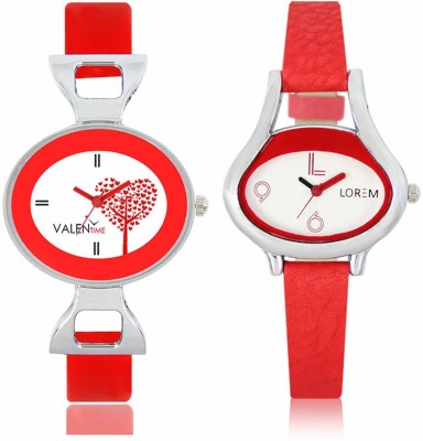 VALENTIME LR206VT31 New Ovel Stylish Red Leather-Plastic Belt Exclusive Fashion Best Offer Branded Combo Beutiful Hand Watch  - For Girls   Watches  (Valentime)