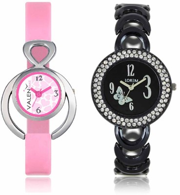VALENTIME LR201VT13 New Fancy Diamond Studded Black Metal-Plastic Belt Exclusive Fashion Best Offer Branded Combo Beutiful Hand Watch  - For Girls   Watches  (Valentime)