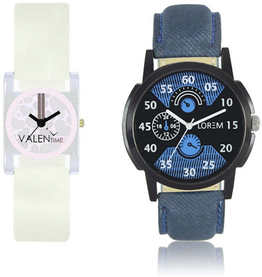 View VALENTIME LR2VT10 New Stylish Chronograph Pattern Leather-Plastic Belt Exclusive Fashion Best Offer Branded Combo Couple Hand Watch  - For Boys Wrist Watches Price Online(Valentime)