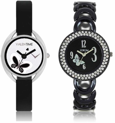 VALENTIME LR201VT1 New Fancy Diamond Studded Black Metal-Plastic Belt Exclusive Fashion Best Offer Branded Combo Beutiful Hand Watch  - For Girls   Watches  (Valentime)