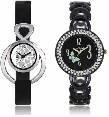 VALENTIME LR201VT11 New Fancy Diamond Studded Black Metal-Plastic Belt Exclusive Fashion Best Offer Branded Combo Beutiful Hand Watch  - For Girls   Watches  (Valentime)