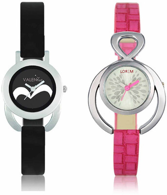 

VALENTIME LR205VT16 New Designer Pink Leather-Plastic Belt Exclusive Fashion Best Offer Branded Combo Beutiful Hand Watch - For Girls