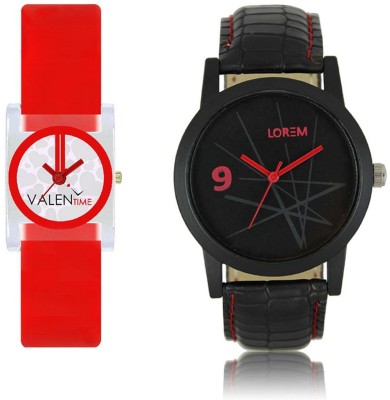 VALENTIME LR8VT9 New Stylish Rich Look Red Leather-Plastic Belt Exclusive Fashion Best Offer Branded Combo Couple Hand Watch  - For Boys   Watches  (Valentime)