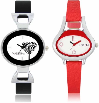 VALENTIME LR206VT27 New Ovel Stylish Red Leather-Plastic Belt Exclusive Fashion Best Offer Branded Combo Beutiful Hand Watch  - For Girls   Watches  (Valentime)