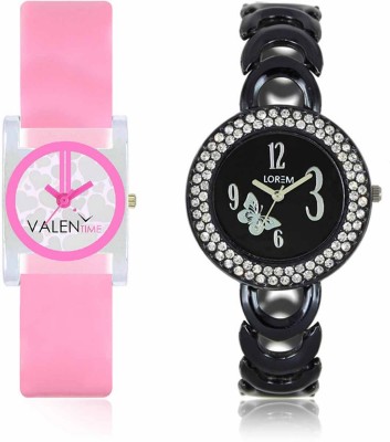 VALENTIME LR201VT8 New Fancy Diamond Studded Black Metal-Plastic Belt Exclusive Fashion Best Offer Branded Combo Beutiful Hand Watch  - For Girls   Watches  (Valentime)