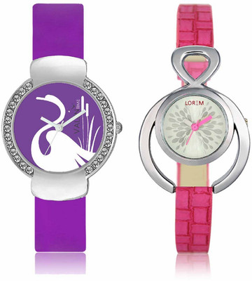 

VALENTIME LR205VT22 New Designer Pink Leather-Plastic Belt Exclusive Fashion Best Offer Branded Combo Beutiful Hand Watch - For Girls