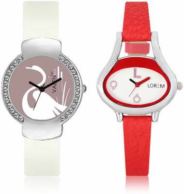 

VALENTIME LR206VT26 New Ovel Stylish Red Leather-Plastic Belt Exclusive Fashion Best Offer Branded Combo Beutiful Hand Watch - For Girls
