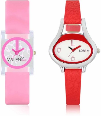 VALENTIME LR206VT8 New Ovel Stylish Red Leather-Plastic Belt Exclusive Fashion Best Offer Branded Combo Beutiful Hand Watch  - For Girls   Watches  (Valentime)