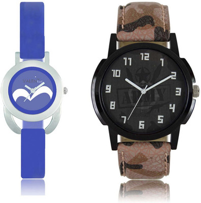 

VALENTIME LR3VT17 New Stylish Army Leather-Plastic Belt Exclusive Fashion Best Offer Branded Combo Couple Hand Watch - For Boys
