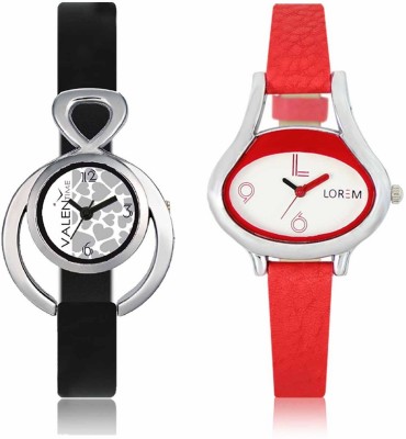 VALENTIME LR206VT11 New Ovel Stylish Red Leather-Plastic Belt Exclusive Fashion Best Offer Branded Combo Beutiful Hand Watch  - For Girls   Watches  (Valentime)