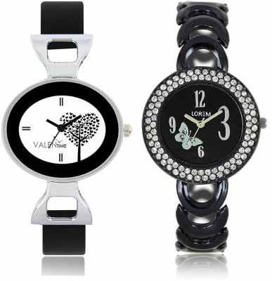 VALENTIME LR201VT27 New Fancy Diamond Studded Black Metal-Plastic Belt Exclusive Fashion Best Offer Branded Combo Beutiful Hand Watch  - For Girls   Watches  (Valentime)