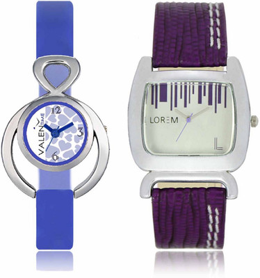

VALENTIME LR207VT12 New Big Size Dial Purple Leather-Plastic Belt Exclusive Fashion Best Offer Branded Combo Beutiful Hand Watch - For Girls