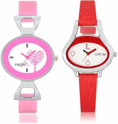 VALENTIME LR206VT30 New Ovel Stylish Red Leather-Plastic Belt Exclusive Fashion Best Offer Branded Combo Beutiful Hand Watch  - For Girls   Watches  (Valentime)