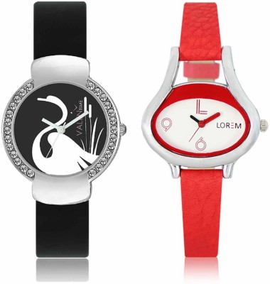 VALENTIME LR206VT21 New Ovel Stylish Red Leather-Plastic Belt Exclusive Fashion Best Offer Branded Combo Beutiful Hand Watch  - For Girls   Watches  (Valentime)
