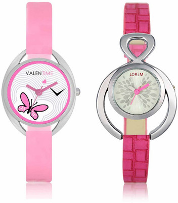 

VALENTIME LR205VT3 New Designer Pink Leather-Plastic Belt Exclusive Fashion Best Offer Branded Combo Beutiful Hand Watch - For Girls