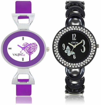 VALENTIME LR201VT28 New Fancy Diamond Studded Black Metal-Plastic Belt Exclusive Fashion Best Offer Branded Combo Beutiful Hand Watch  - For Girls   Watches  (Valentime)