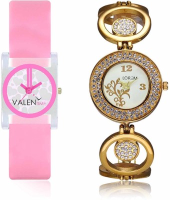 VALENTIME LR204VT8 New Stylish Attractive Diamond Studded Metal-Plastic Belt Exclusive Fashion Best Offer Branded Combo Beutiful Hand Watch  - For Girls   Watches  (Valentime)