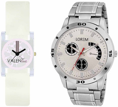 View VALENTIME LR101VT10 New Stylish Chronograph Pattern Metal-Plastic Belt Exclusive Fashion Best Offer Branded Combo Couple Hand Watch  - For Boys Wrist Watches Price Online(Valentime)