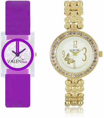 VALENTIME LR203VT7 New Stylish Diamond Studded Metal-Plastic Belt Exclusive Fashion Best Offer Branded Combo Beutiful Hand Watch  - For Girls   Watches  (Valentime)