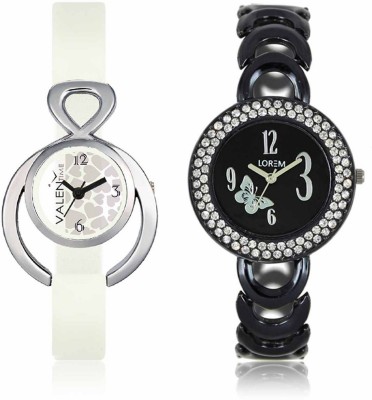 VALENTIME LR201VT15 New Fancy Diamond Studded Black Metal-Plastic Belt Exclusive Fashion Best Offer Branded Combo Beutiful Hand Watch  - For Girls   Watches  (Valentime)