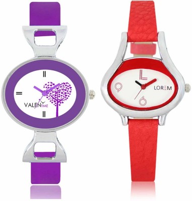 VALENTIME LR206VT28 New Ovel Stylish Red Leather-Plastic Belt Exclusive Fashion Best Offer Branded Combo Beutiful Hand Watch  - For Girls   Watches  (Valentime)