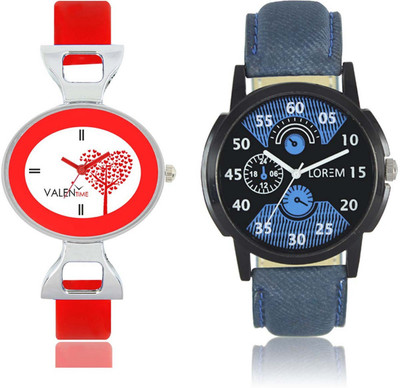 

VALENTIME LR2VT31 New Stylish Chronograph Pattern Leather-Plastic Belt Exclusive Fashion Best Offer Branded Combo Couple Hand Watch - For Boys