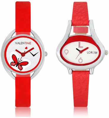 

VALENTIME LR206VT4 New Ovel Stylish Red Leather-Plastic Belt Exclusive Fashion Best Offer Branded Combo Beutiful Hand Watch - For Girls