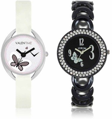 VALENTIME LR201VT5 New Fancy Diamond Studded Black Metal-Plastic Belt Exclusive Fashion Best Offer Branded Combo Beutiful Hand Watch  - For Girls   Watches  (Valentime)