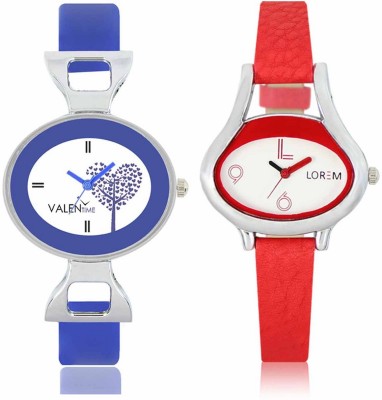 VALENTIME LR206VT29 New Ovel Stylish Red Leather-Plastic Belt Exclusive Fashion Best Offer Branded Combo Beutiful Hand Watch  - For Girls   Watches  (Valentime)