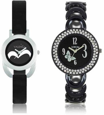 VALENTIME LR201VT16 New Fancy Diamond Studded Black Metal-Plastic Belt Exclusive Fashion Best Offer Branded Combo Beutiful Hand Watch  - For Girls   Watches  (Valentime)