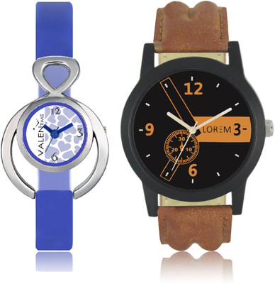 

VALENTIME LR1VT12 New Stylish Chronograph Pattern Leather-Plastic Belt Exclusive Fashion Best Offer Branded Combo Couple Hand Watch - For Boys