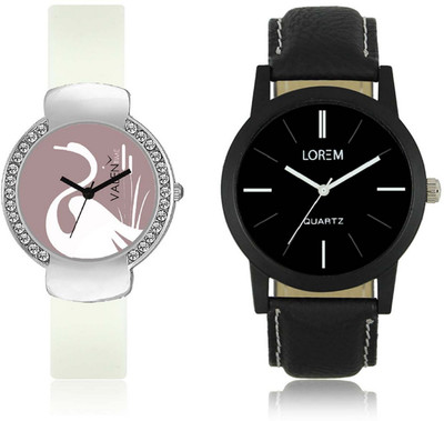 

VALENTIME LR5VT26 New Stylish Professional Leather-Plastic Belt Exclusive Fashion Best Offer Branded Combo Couple Hand Watch - For Boys