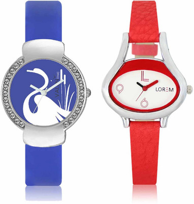 

VALENTIME LR206VT23 New Ovel Stylish Red Leather-Plastic Belt Exclusive Fashion Best Offer Branded Combo Beutiful Hand Watch - For Girls
