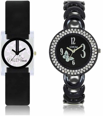 VALENTIME LR201VT6 New Fancy Diamond Studded Black Metal-Plastic Belt Exclusive Fashion Best Offer Branded Combo Beutiful Hand Watch  - For Girls   Watches  (Valentime)