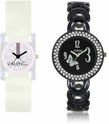 VALENTIME LR201VT10 New Fancy Diamond Studded Black Metal-Plastic Belt Exclusive Fashion Best Offer Branded Combo Beutiful Hand Watch  - For Girls   Watches  (Valentime)