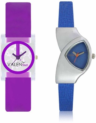 VALENTIME LR208VT7 New Stylish Cute Blue Leather-Plastic Belt Exclusive Fashion Best Offer Branded Combo Beutiful Hand Watch  - For Girls   Watches  (Valentime)