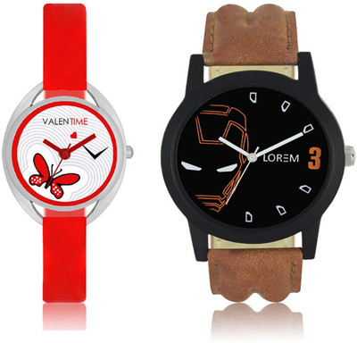 

VALENTIME LR4VT4 New Stylish Ironman Leather-Plastic Belt Exclusive Fashion Best Offer Branded Combo Couple Hand Watch - For Boys