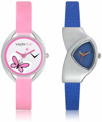 VALENTIME LR208VT3 New Stylish Cute Blue Leather-Plastic Belt Exclusive Fashion Best Offer Branded Combo Beutiful Hand Watch  - For Girls   Watches  (Valentime)