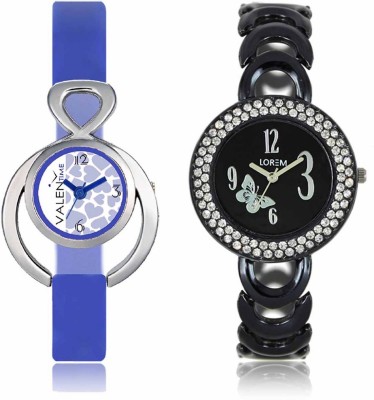 VALENTIME LR201VT12 New Fancy Diamond Studded Black Metal-Plastic Belt Exclusive Fashion Best Offer Branded Combo Beutiful Hand Watch  - For Girls   Watches  (Valentime)