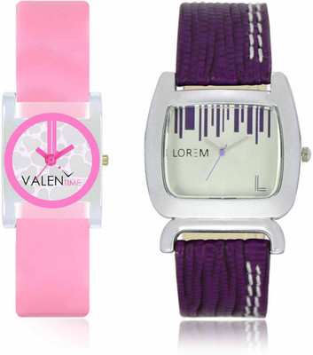 View VALENTIME LR207VT8 New Big Size Dial Purple Leather-Plastic Belt Exclusive Fashion Best Offer Branded Combo Beutiful Hand Watch  - For Girls Wrist Watches Price Online(Valentime)