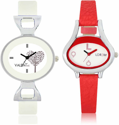 VALENTIME LR206VT32 New Ovel Stylish Red Leather-Plastic Belt Exclusive Fashion Best Offer Branded Combo Beutiful Hand Watch  - For Girls   Watches  (Valentime)