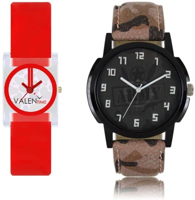 VALENTIME LR3VT9 New Stylish Army Leather-Plastic Belt Exclusive Fashion Best Offer Branded Combo Couple Hand Watch  - For Boys   Watches  (Valentime)